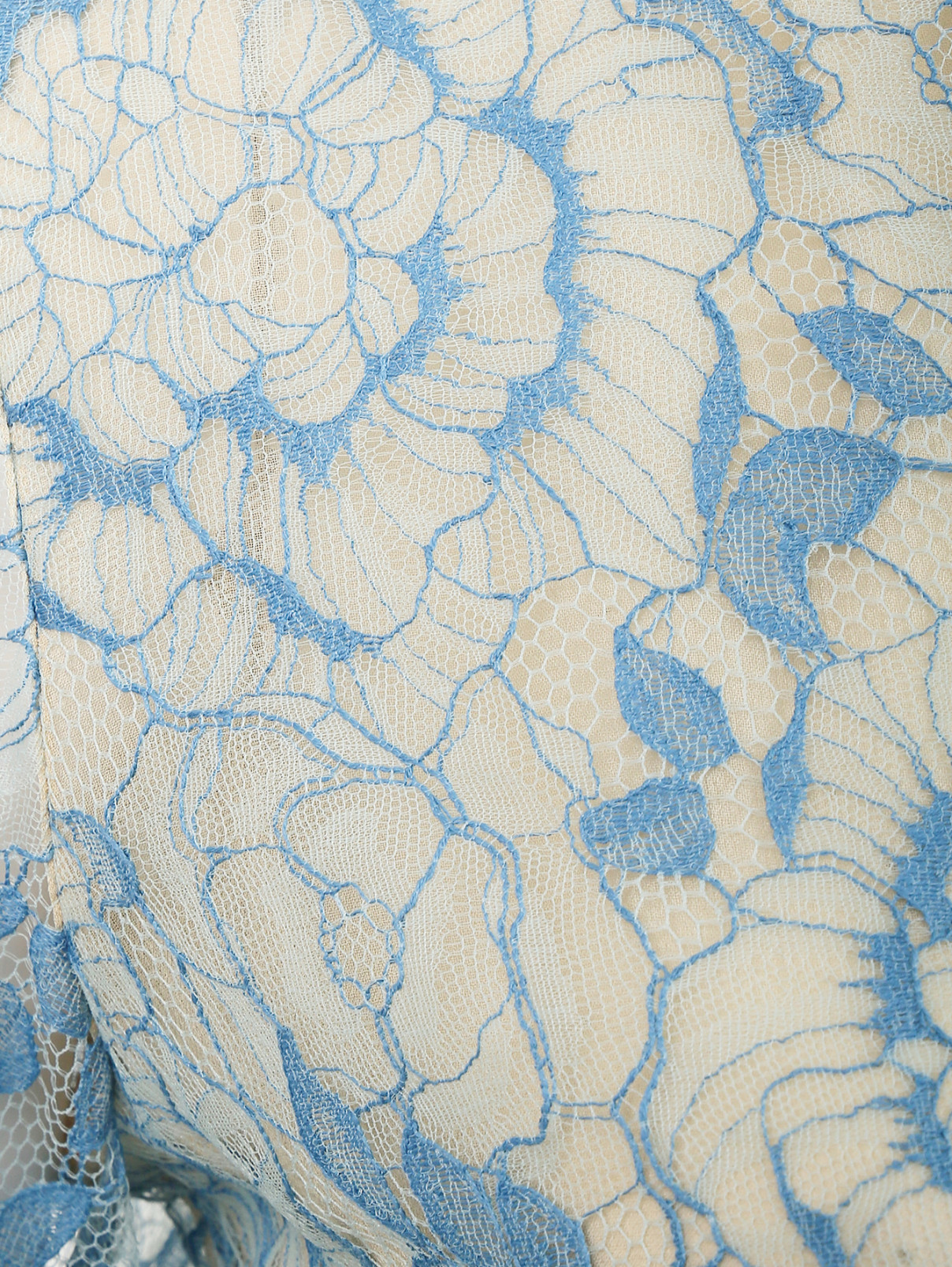Блуза из смесового хлопка с кружевной отделкой Vilshenko  –  Деталь1  – Цвет:  Синий