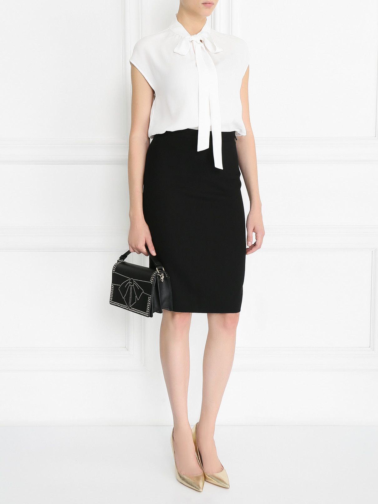 Блуза из вискозы и шелка Moschino Boutique  –  Модель Общий вид  – Цвет:  Белый