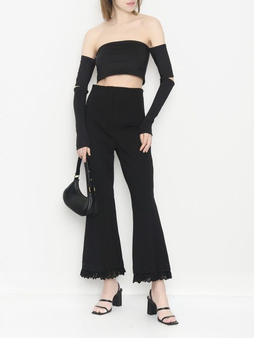 Брюки из смешанного хлопка расклешенного кроя Sportmax - МодельОбщийВид