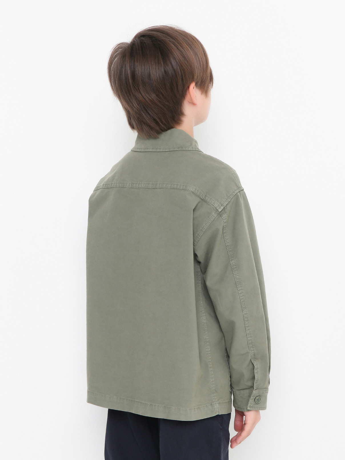 Рубашка из плотного хлопка с карманами Aspesi  –  МодельВерхНиз1  – Цвет:  Зеленый