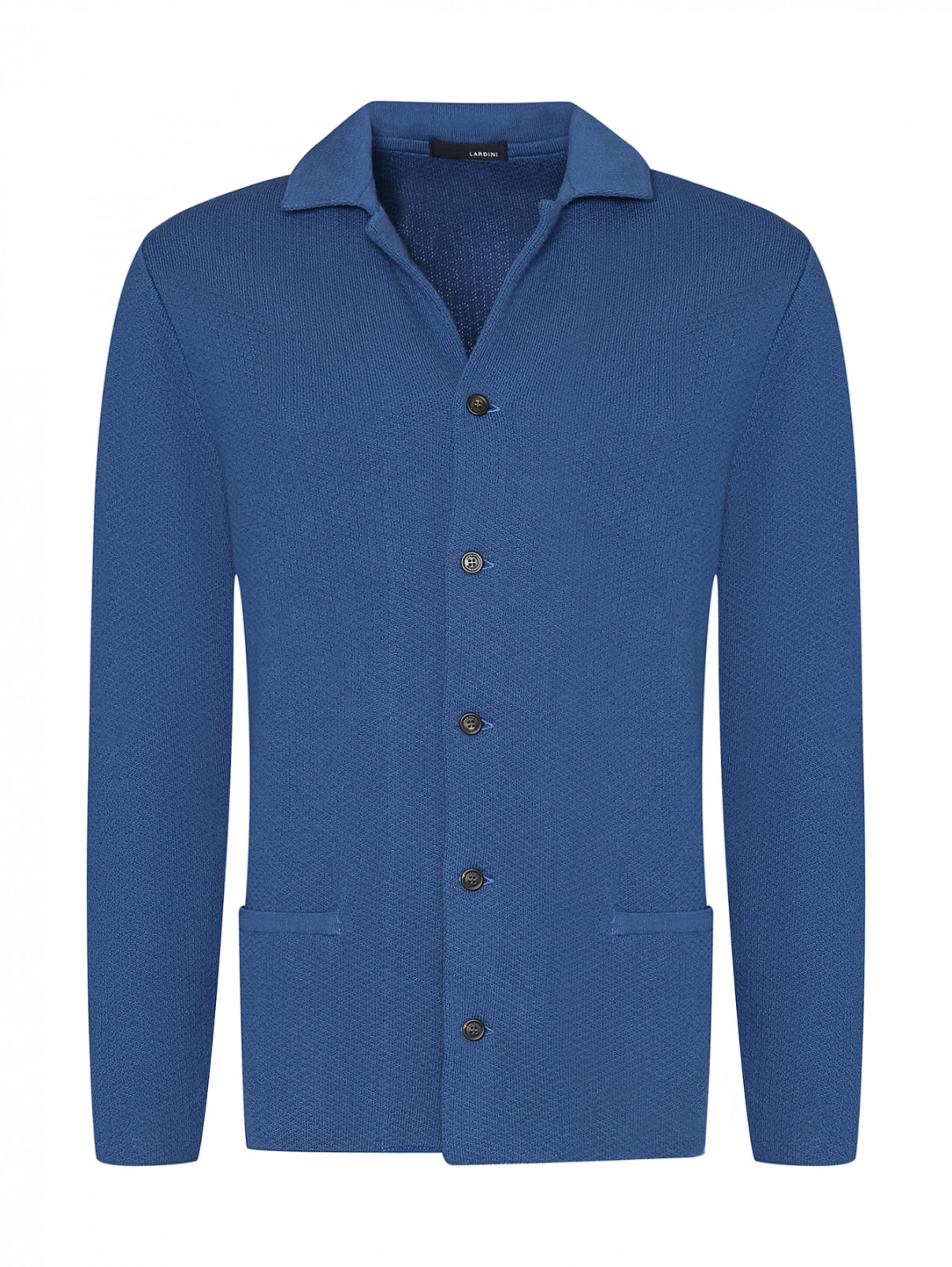 Кардиган из хлопка с накладными карманами LARDINI  –  Общий вид  – Цвет:  Синий