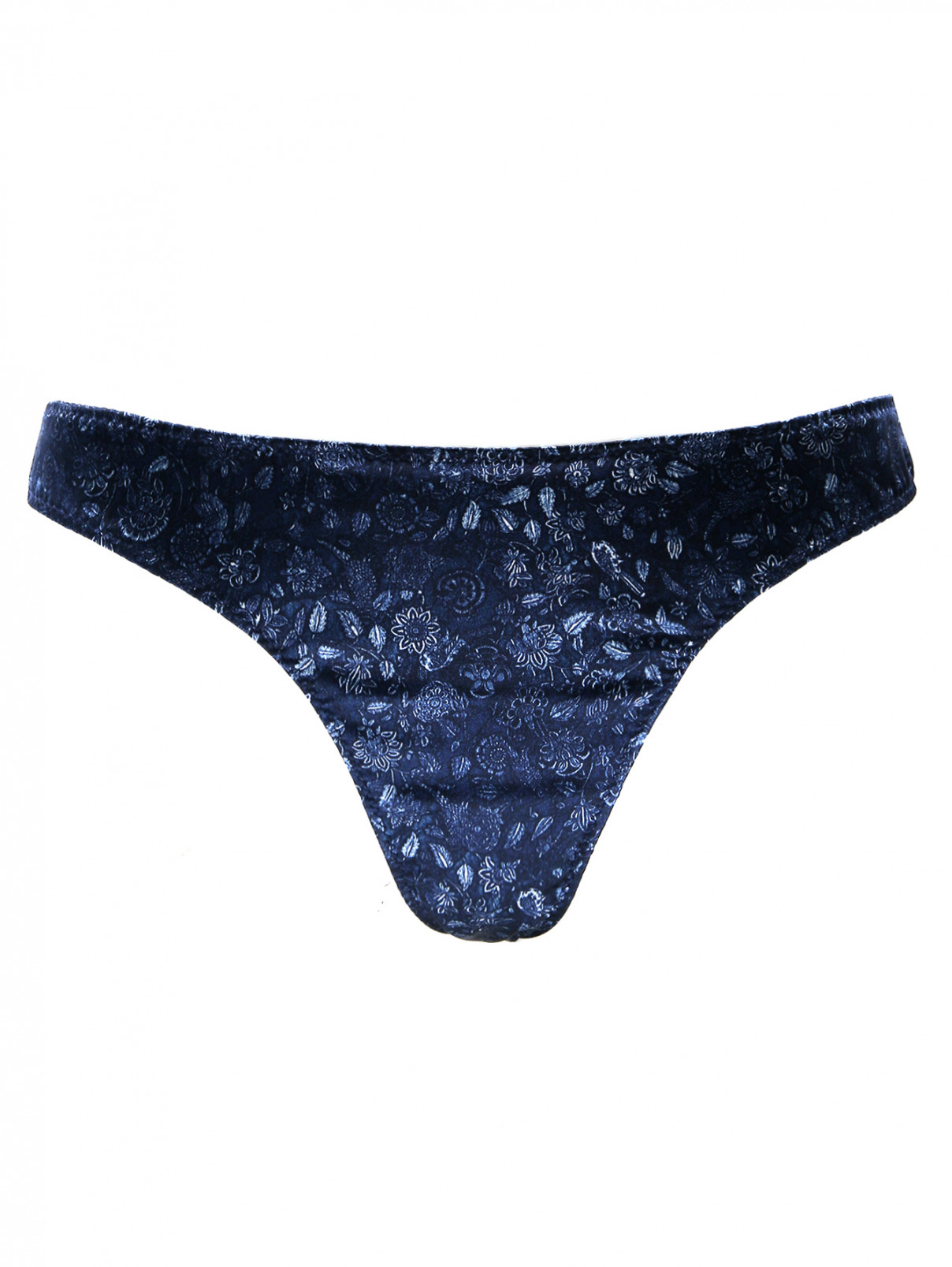 Трусы из шелка с узором и кружевом La Perla  –  Общий вид  – Цвет:  Синий
