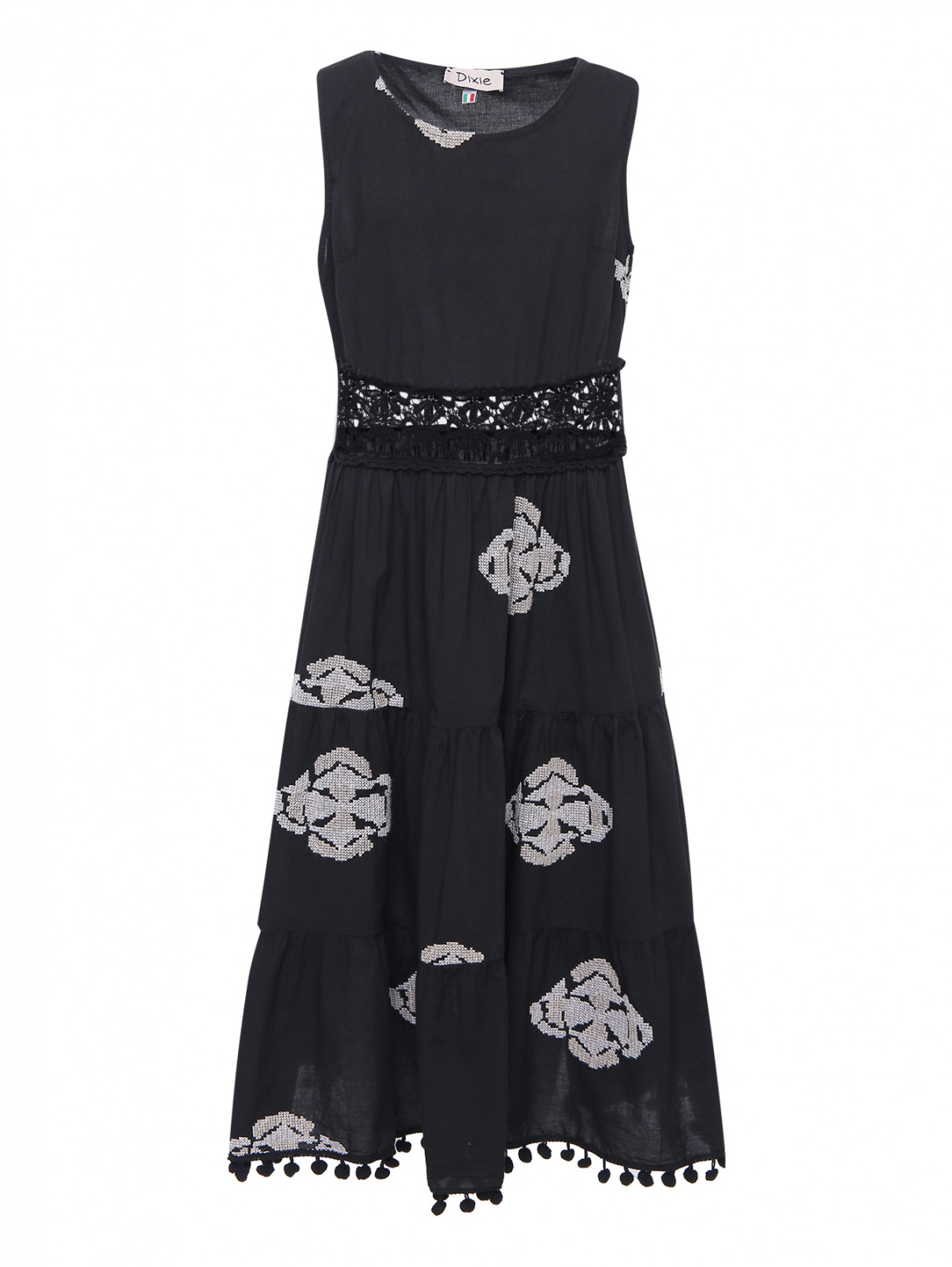 Платье с вышивкой и шитьем DIXIE  –  Общий вид  – Цвет:  Черный