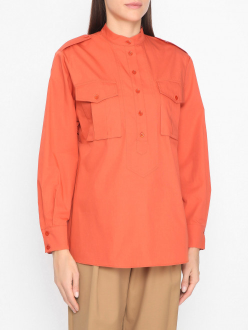 Блуза из хлопка с накладными карманами Max&Co - МодельВерхНиз