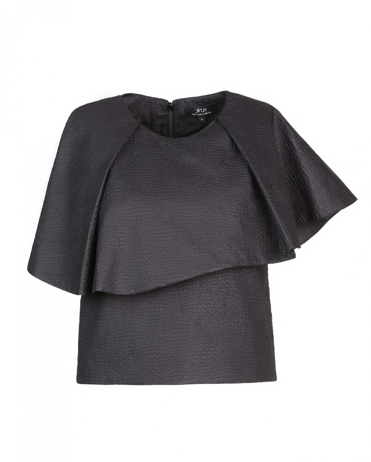 Блуза с асимметричным воротником N12H  –  Общий вид  – Цвет:  Черный