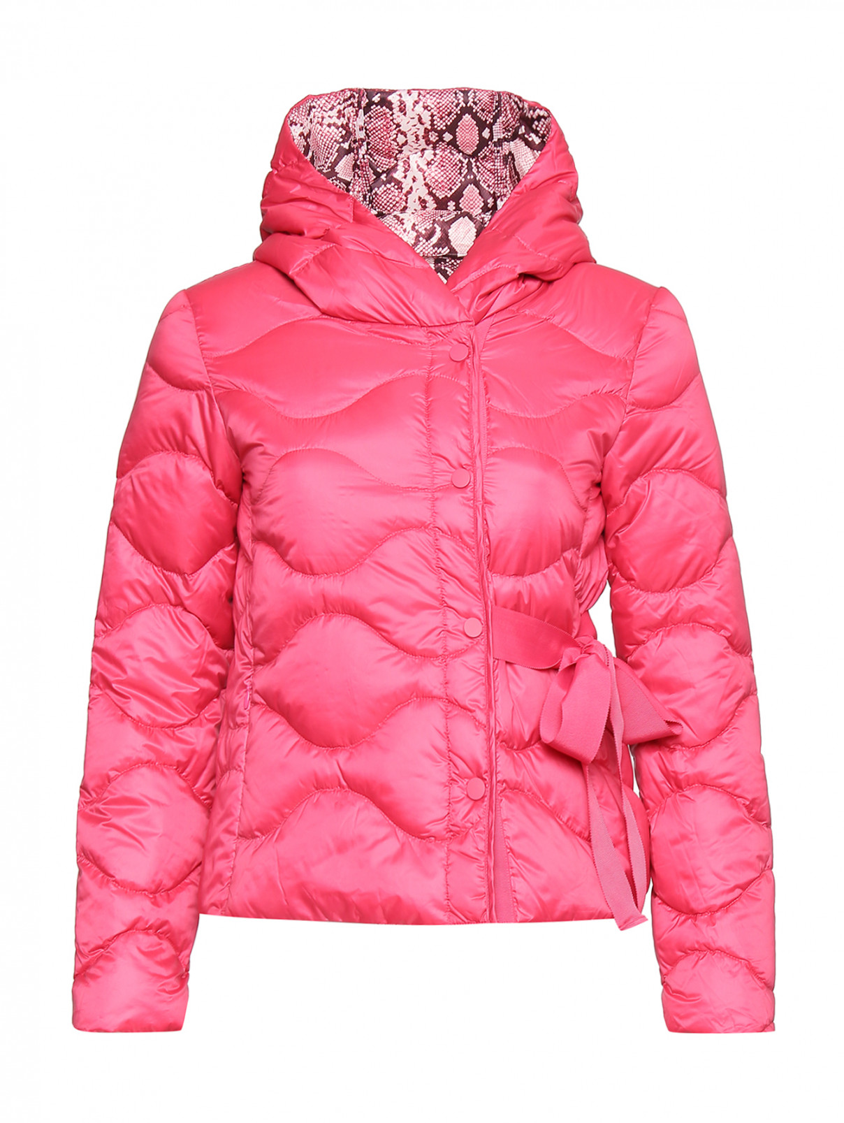 Куртка однотонная на кнопках с капюшоном Max&Co  –  Общий вид  – Цвет:  Розовый