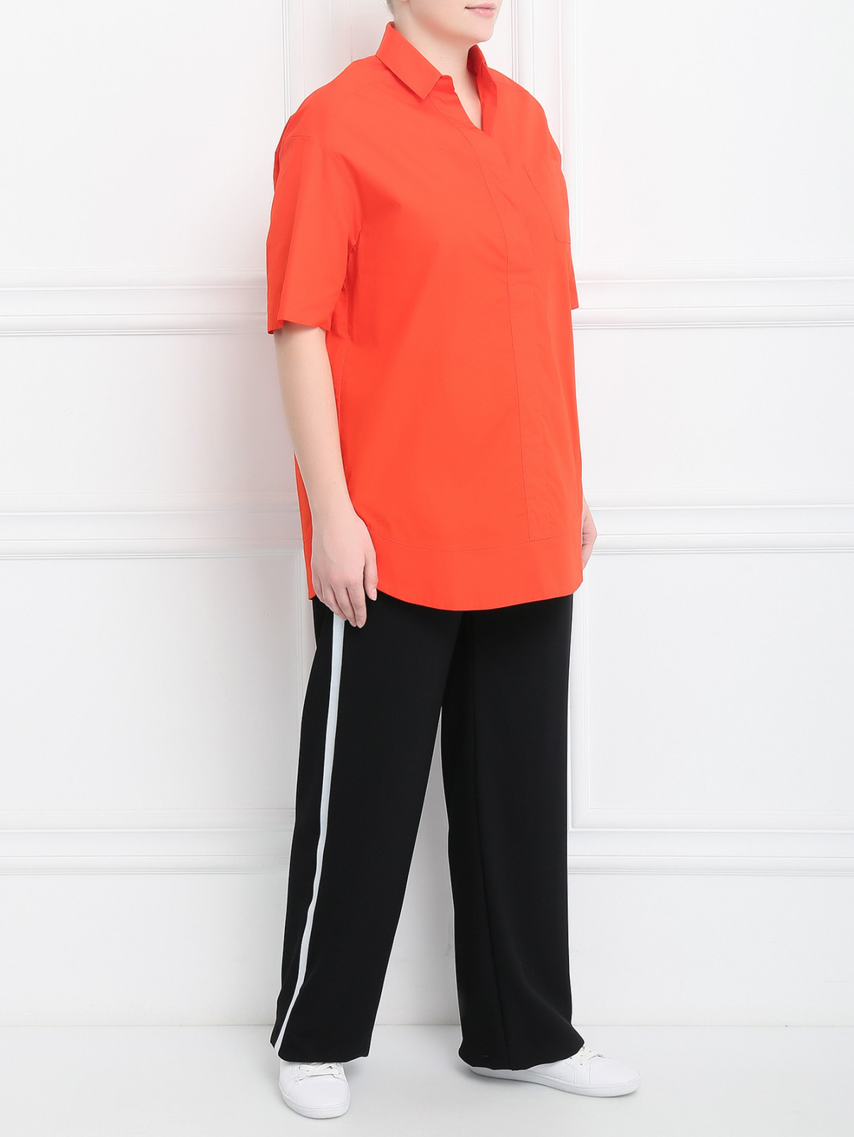 Блуза из хлопка с короткими рукавами Marina Sport  –  Модель Общий вид  – Цвет:  Красный