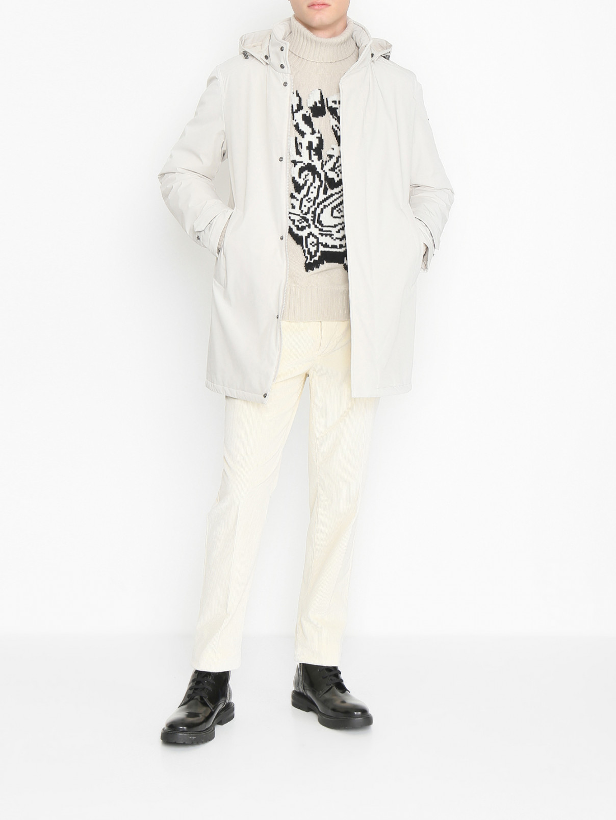Куртка на молнии с капюшоном Paul&Shark  –  МодельОбщийВид  – Цвет:  Белый