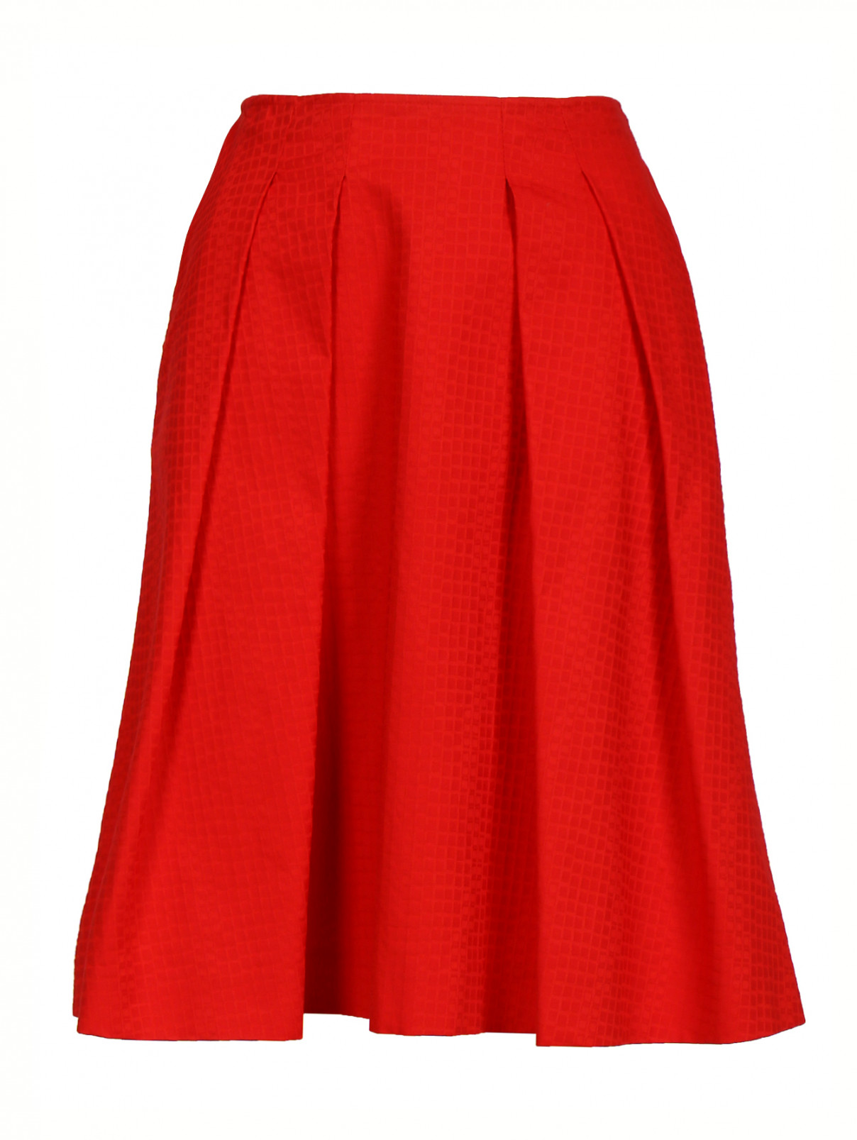 Юбка-трапеция из хлопка с боковыми карманами Jil Sander Navy  –  Общий вид  – Цвет:  Красный