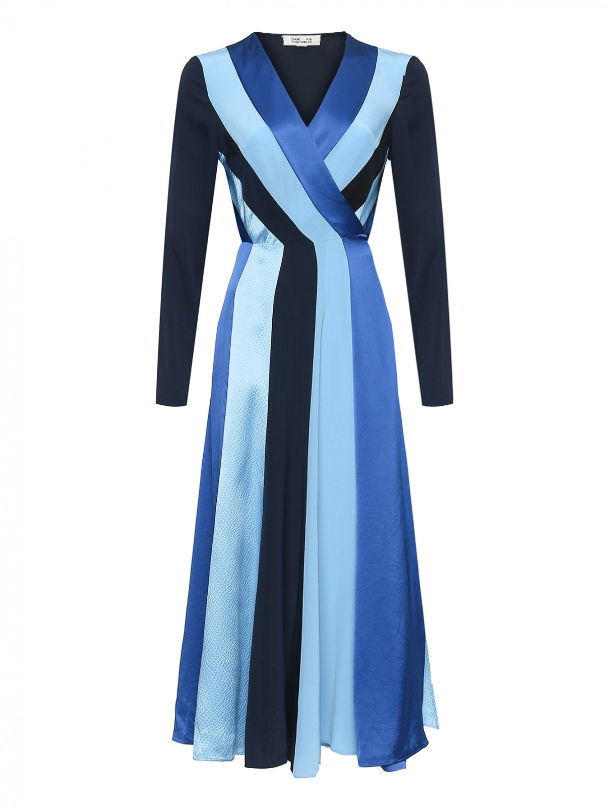 Платье на запах из шелка DVF  –  Общий вид  – Цвет:  Синий