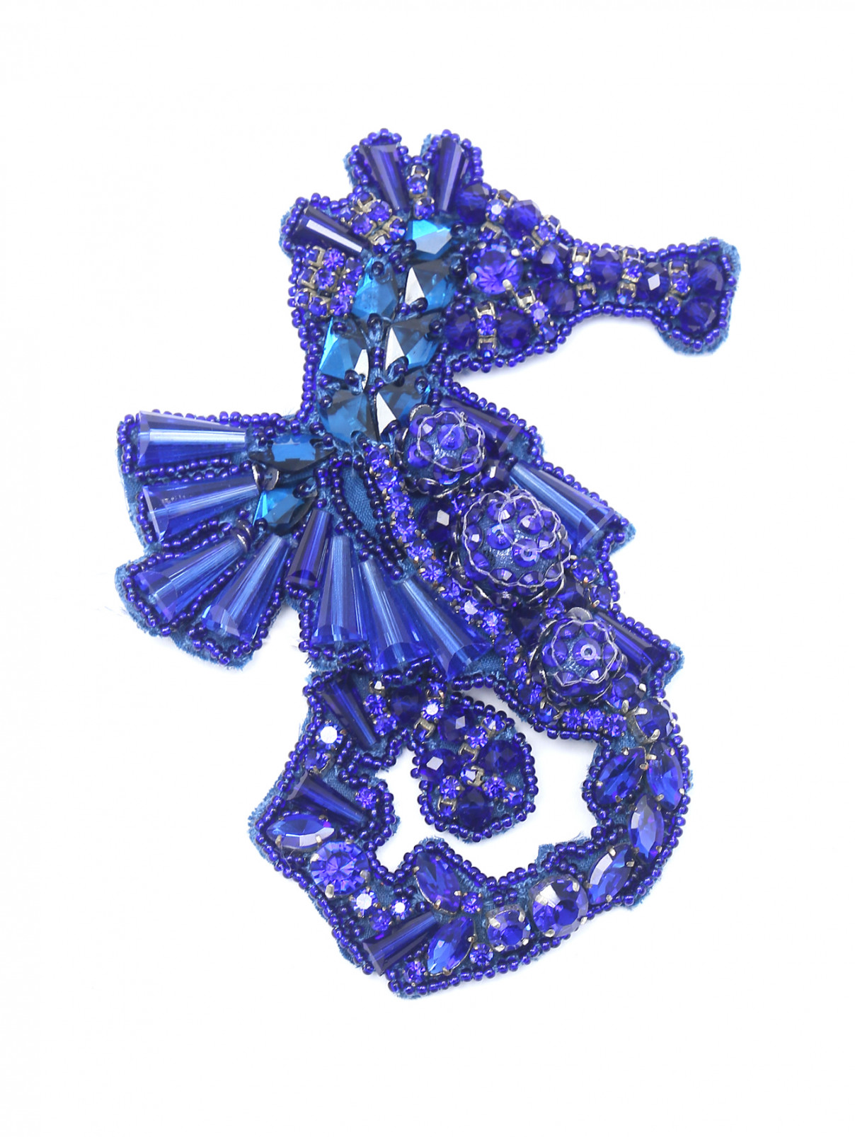 Брошь декорированная кристаллами Max Mara  –  Общий вид  – Цвет:  Синий