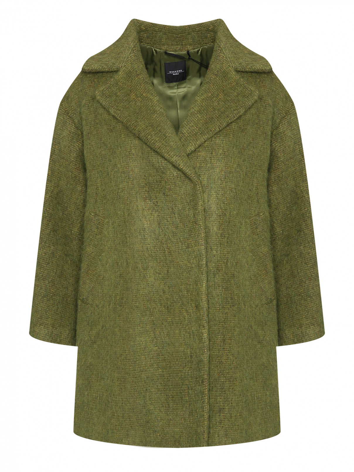 Пальто из смешанной шерсти с карманами Weekend Max Mara  –  Общий вид  – Цвет:  Зеленый