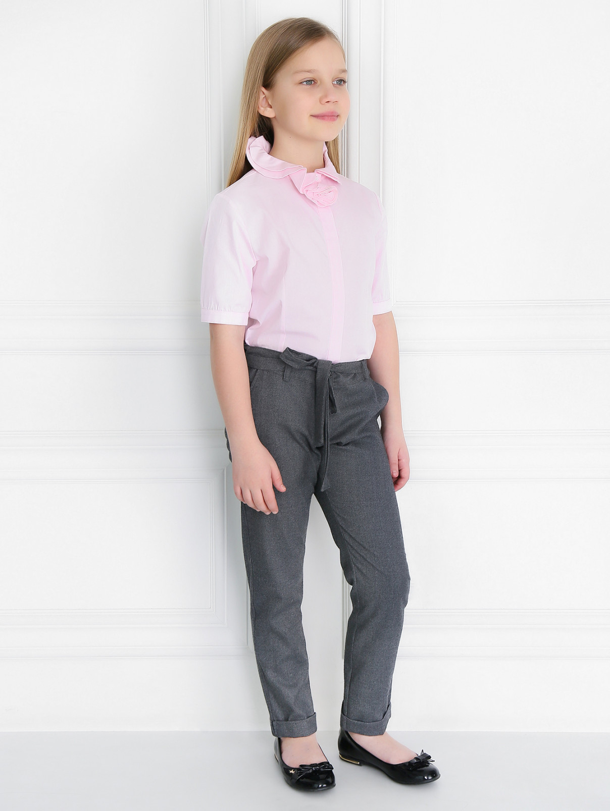 Хлопковая рубашка с коротким рукавом Aletta Couture  –  Модель Общий вид  – Цвет:  Розовый