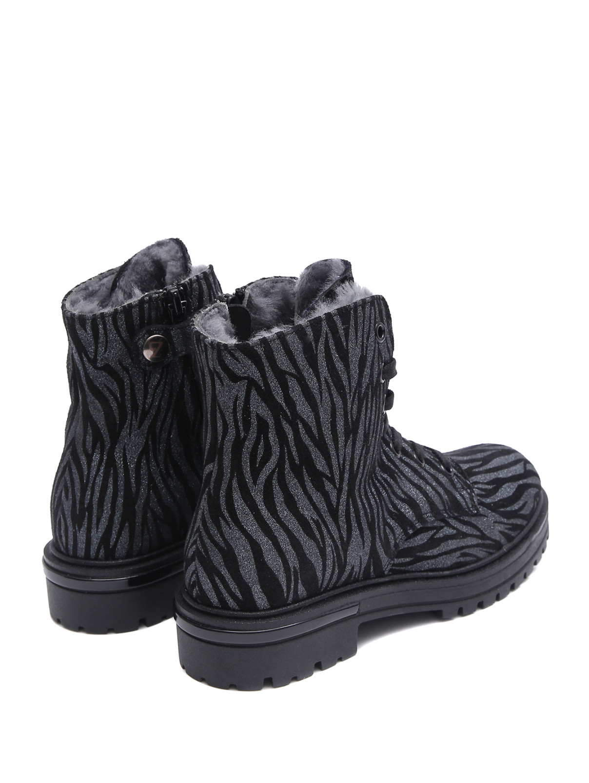 Утепленные ботинки с узором Zecchino d`Oro  –  Обтравка2  – Цвет:  Черный