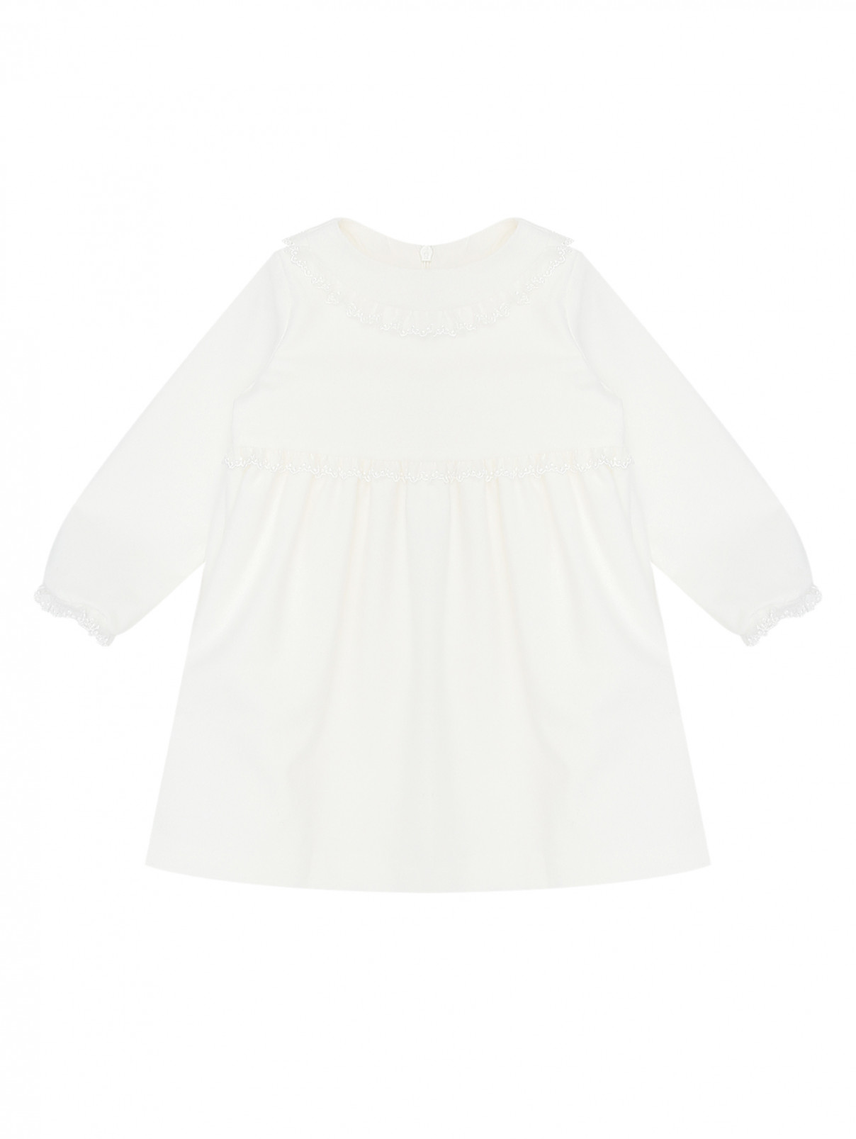 Платье с кружевом и воротником Il Gufo  –  Общий вид  – Цвет:  Белый