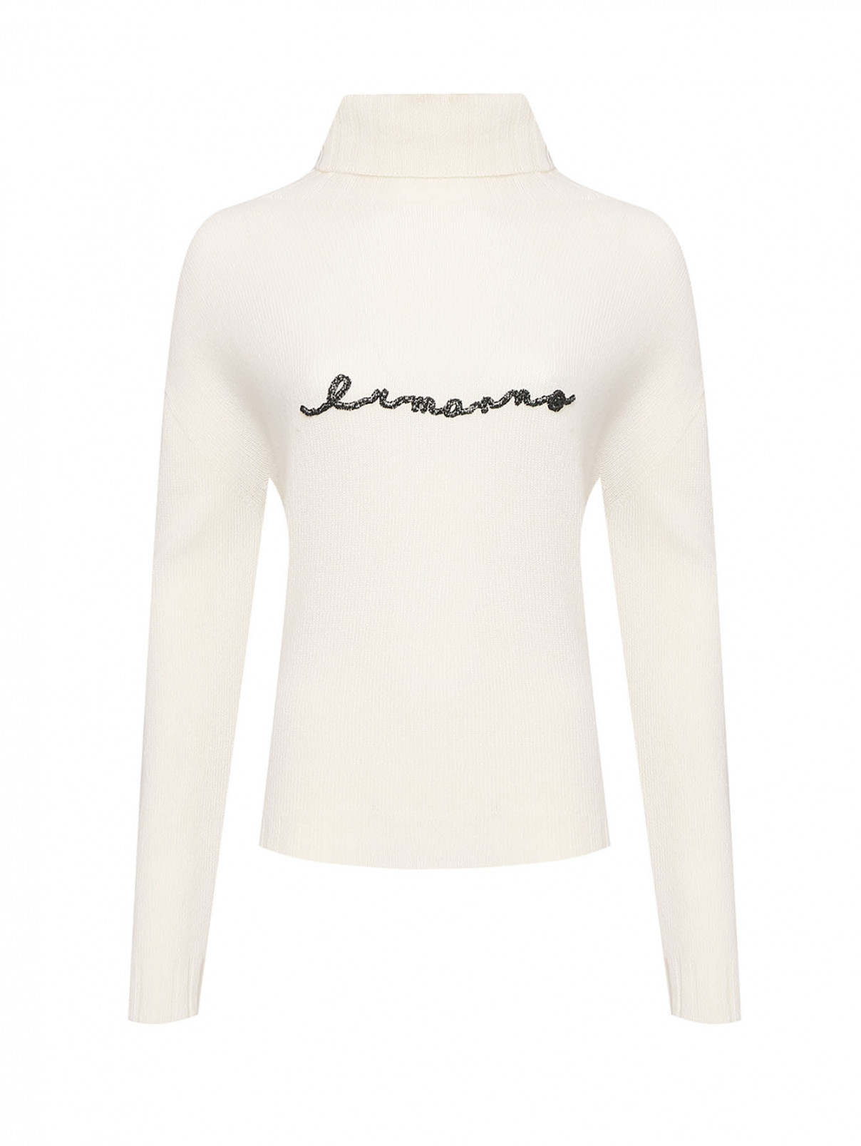 Свитер из шерсти и кашемира с логотипом Ermanno Firenze  –  Общий вид  – Цвет:  Белый