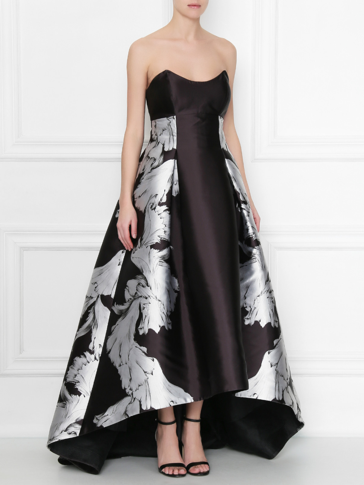 Платье макси  c цветочным узором Yolan Cris  –  МодельВерхНиз  – Цвет:  Черный