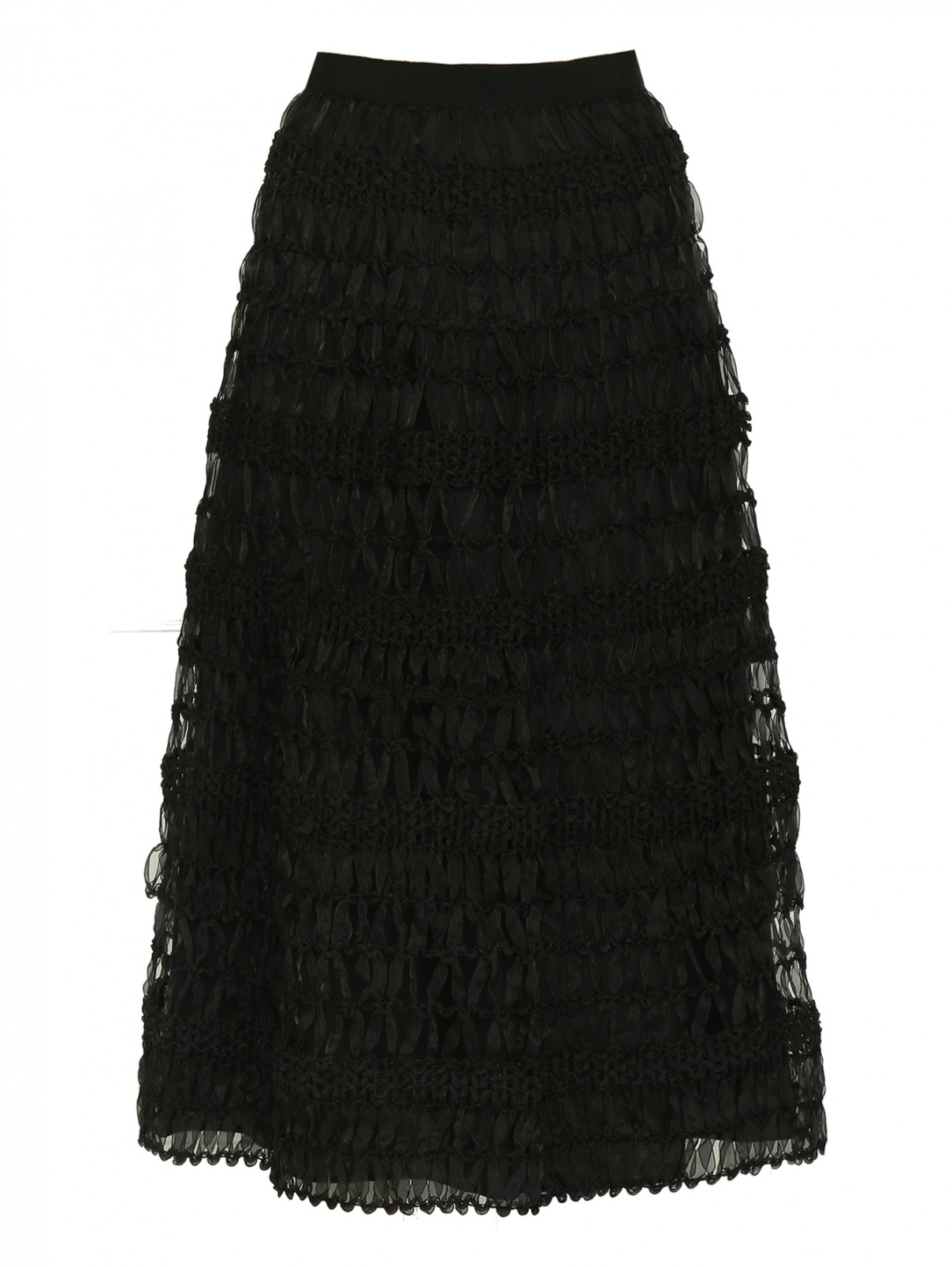 Юбка миди необычного плетения Weekend Max Mara  –  Общий вид  – Цвет:  Черный