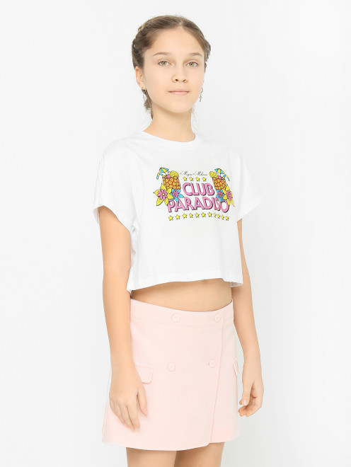 Футболка с принтом из трикотажа MSGM - МодельВерхНиз