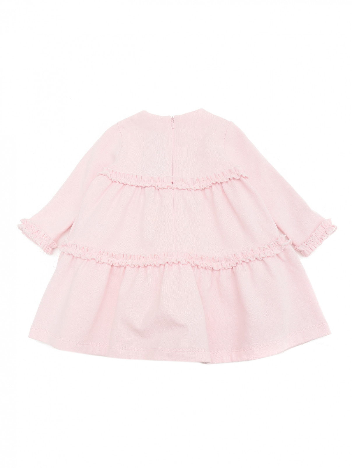 Платье трикотажное с оборками Il Gufo  –  Общий вид  – Цвет:  Розовый
