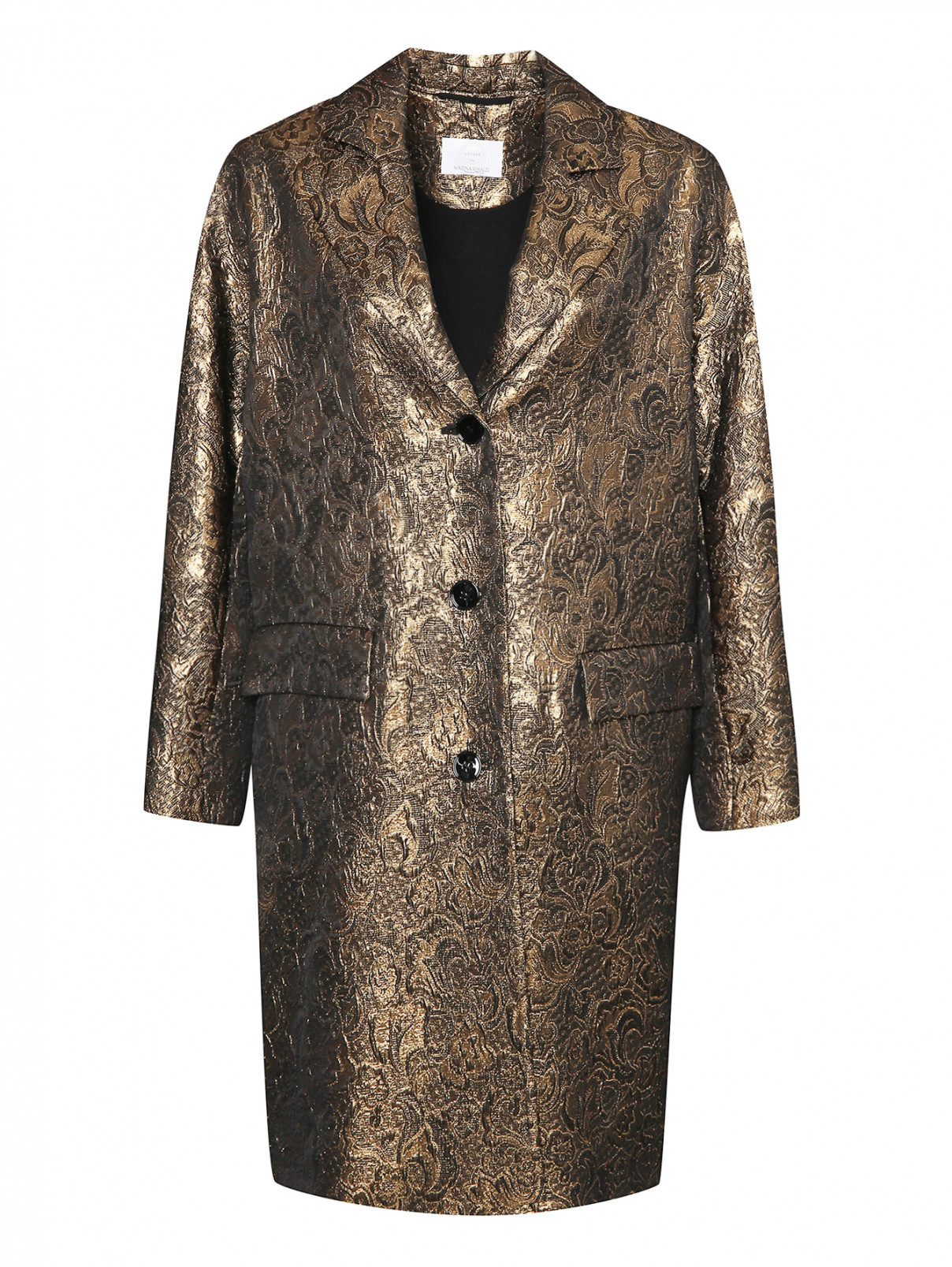 Укороченное пальто из жаккарда Marina Rinaldi  –  Общий вид  – Цвет:  Золотой