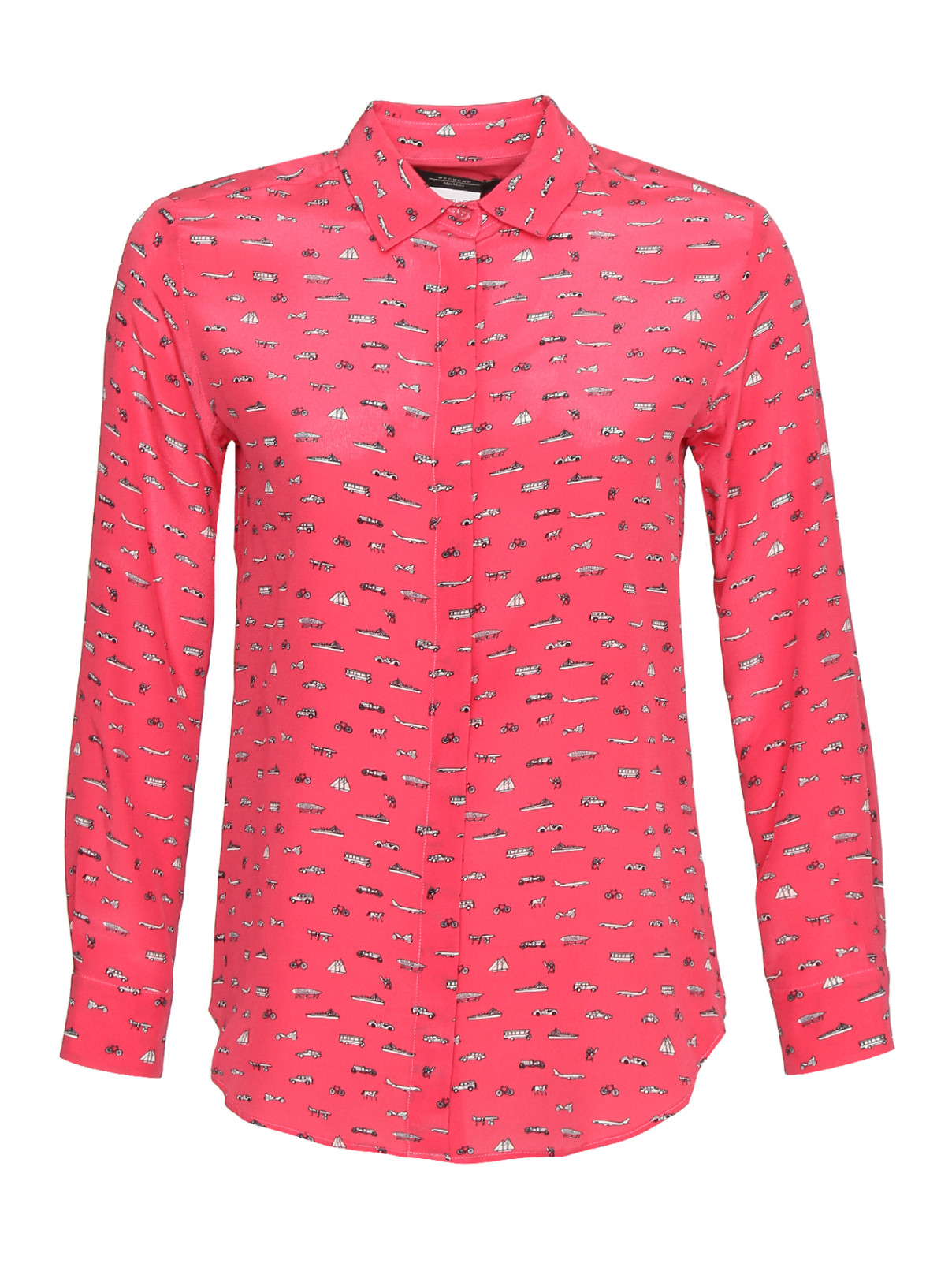Блуза из шелка с узором Weekend Max Mara  –  Общий вид  – Цвет:  Розовый