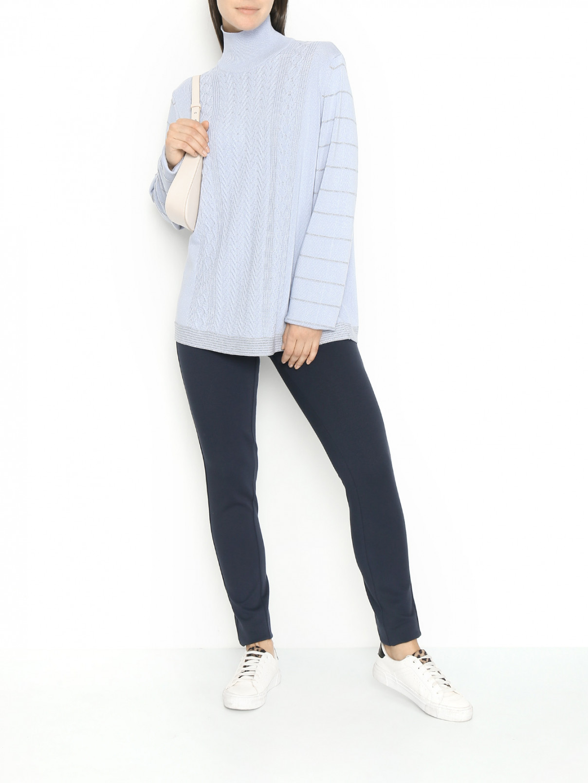 Трикотажные брюки зауженного кроя Marina Rinaldi  –  МодельОбщийВид  – Цвет:  Синий