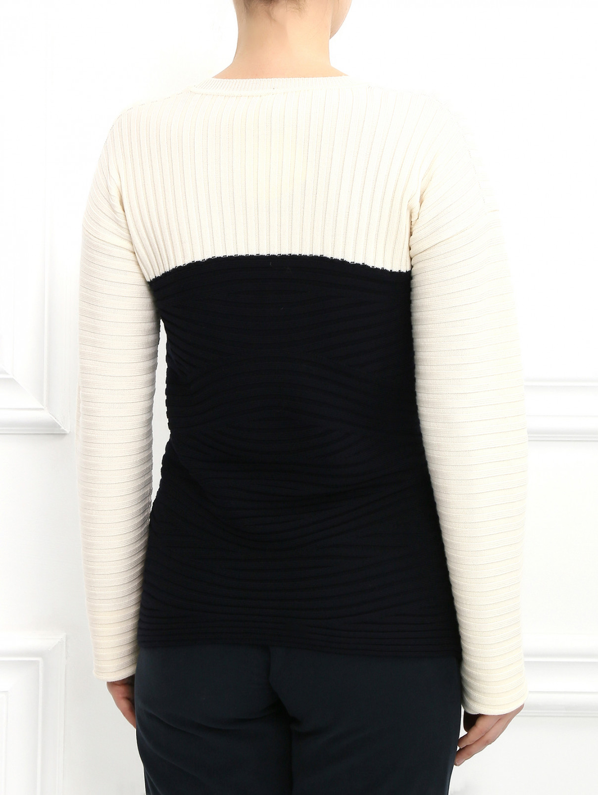 Джемпер из шерсти с контрастной вставкой Aimo Richly  –  Модель Верх-Низ1  – Цвет:  Черный