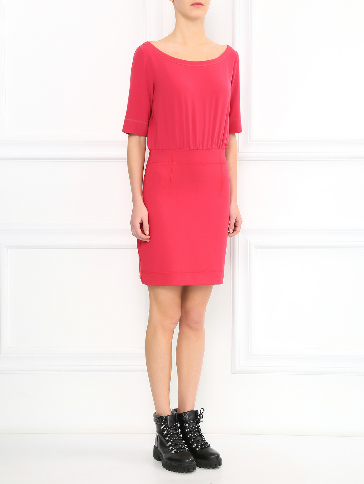 Платье-мини с круглым вырезом Moschino Cheap&Chic  –  Модель Общий вид  – Цвет:  Розовый