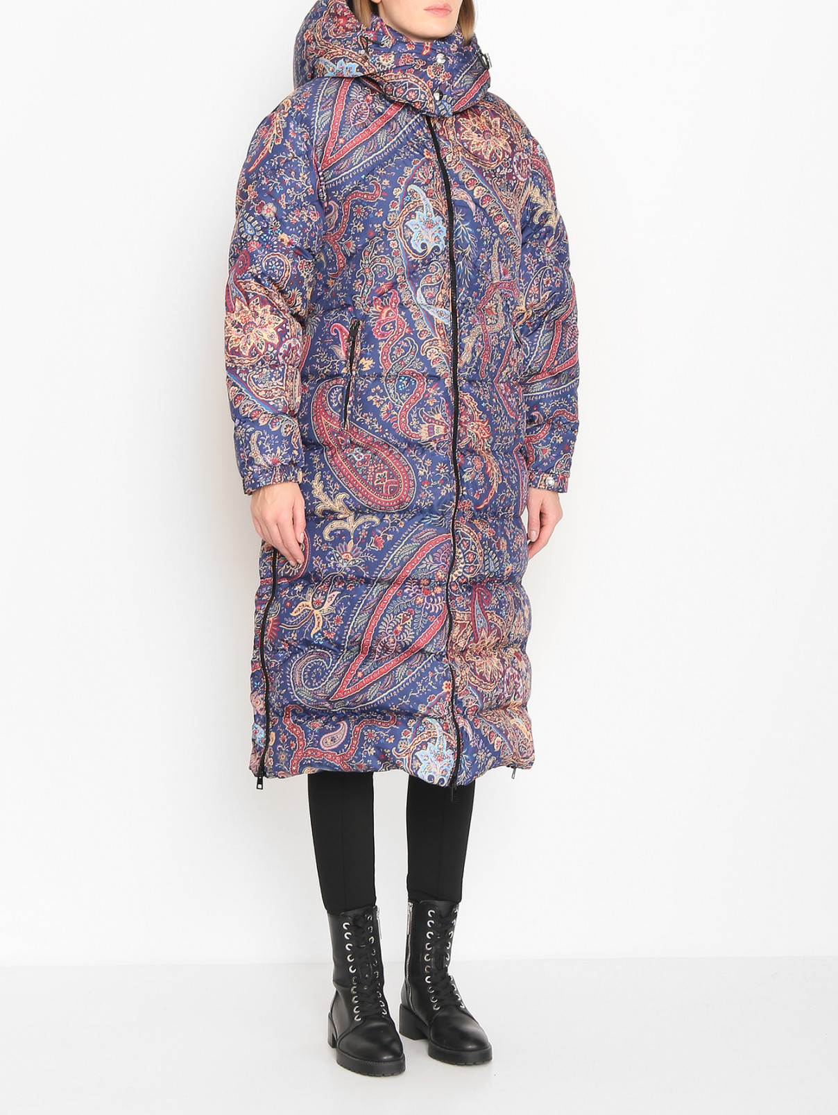 Удлиненный пуховик с узором Etro  –  МодельВерхНиз  – Цвет:  Мультиколор