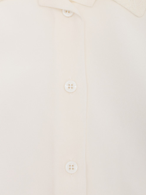 Блуза из шелка с ажурным воротом - Общий вид