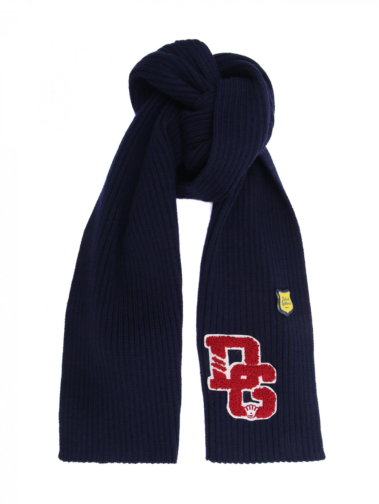 Шерстяной шарф с аппликациями Dolce & Gabbana  –  Общий вид  – Цвет:  Синий