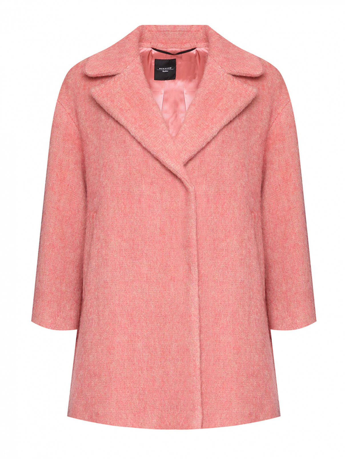 Пальто из шерсти и мохера с карманами Weekend Max Mara  –  Общий вид  – Цвет:  Розовый