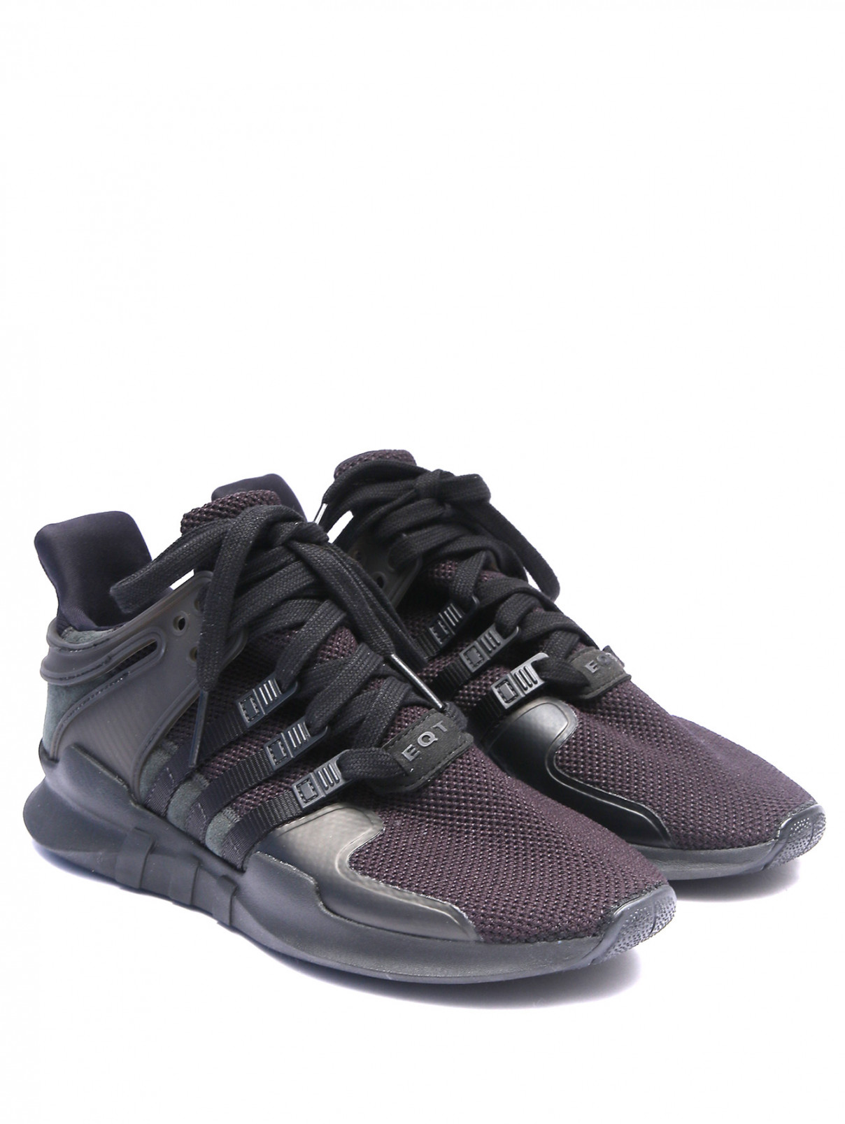 Комбинированные кроссовки на шнурках Adidas Originals  –  Общий вид  – Цвет:  Черный