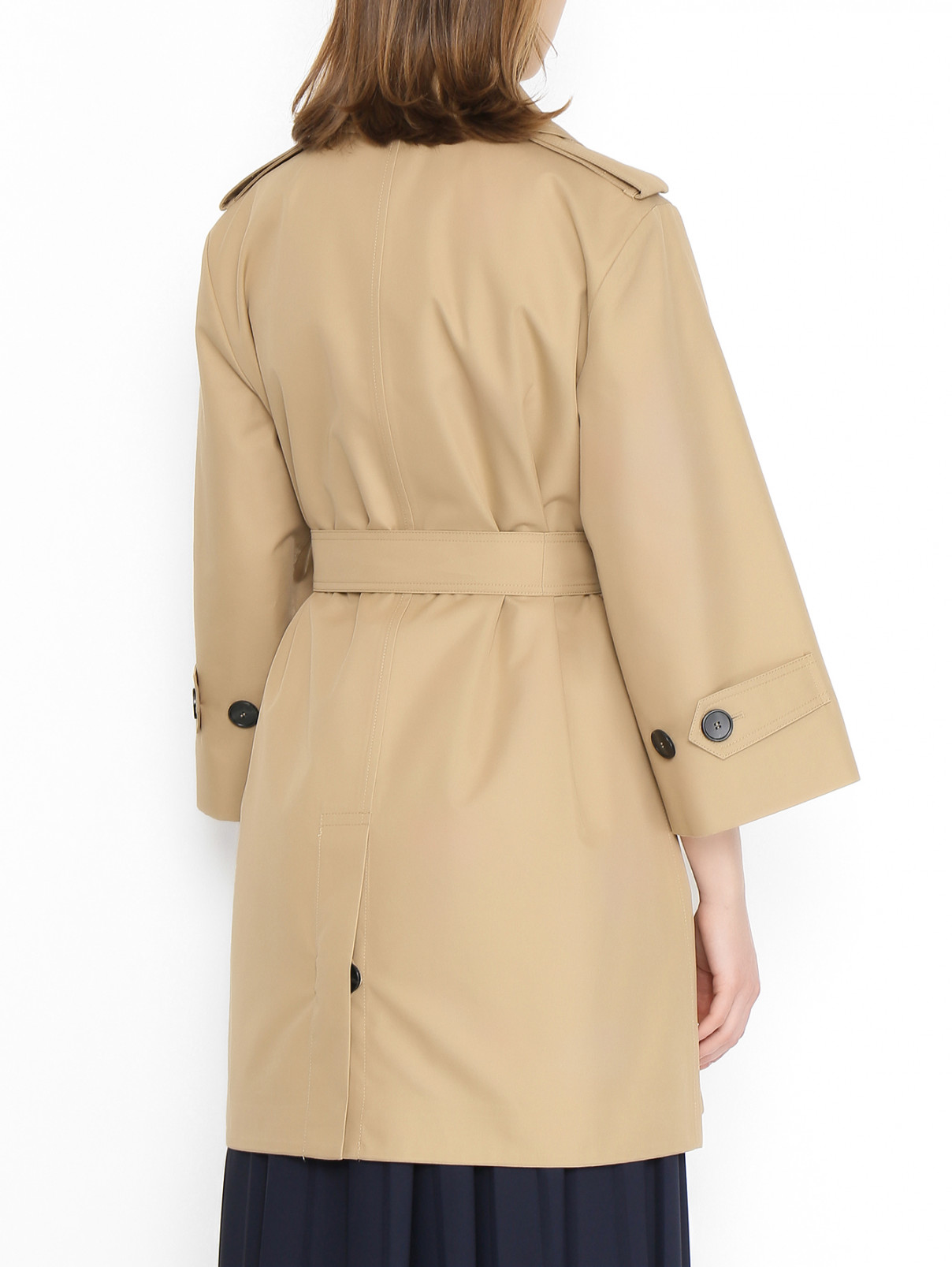 Плащ из смешанного хлопка с поясом Weekend Max Mara  –  МодельВерхНиз2  – Цвет:  Бежевый