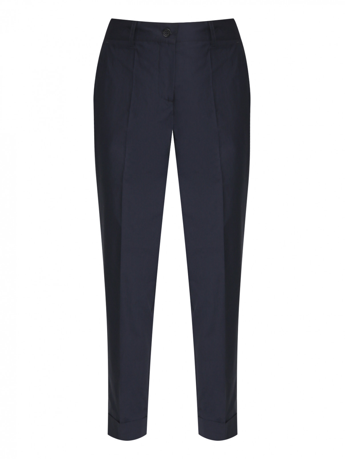Однотонные брюки из хлопка P.A.R.O.S.H.  –  Общий вид  – Цвет:  Синий