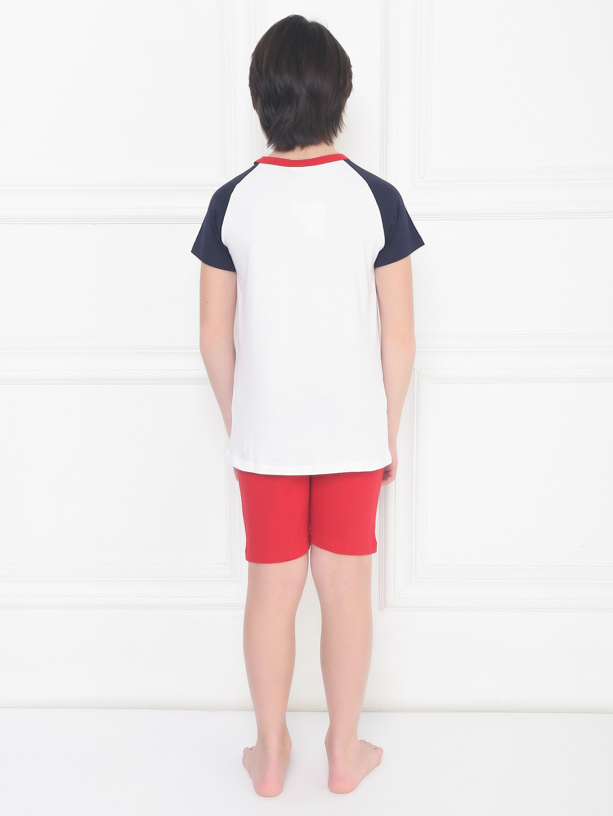Пижама хлопковая с принтом La Perla  –  МодельВерхНиз1  – Цвет:  Красный