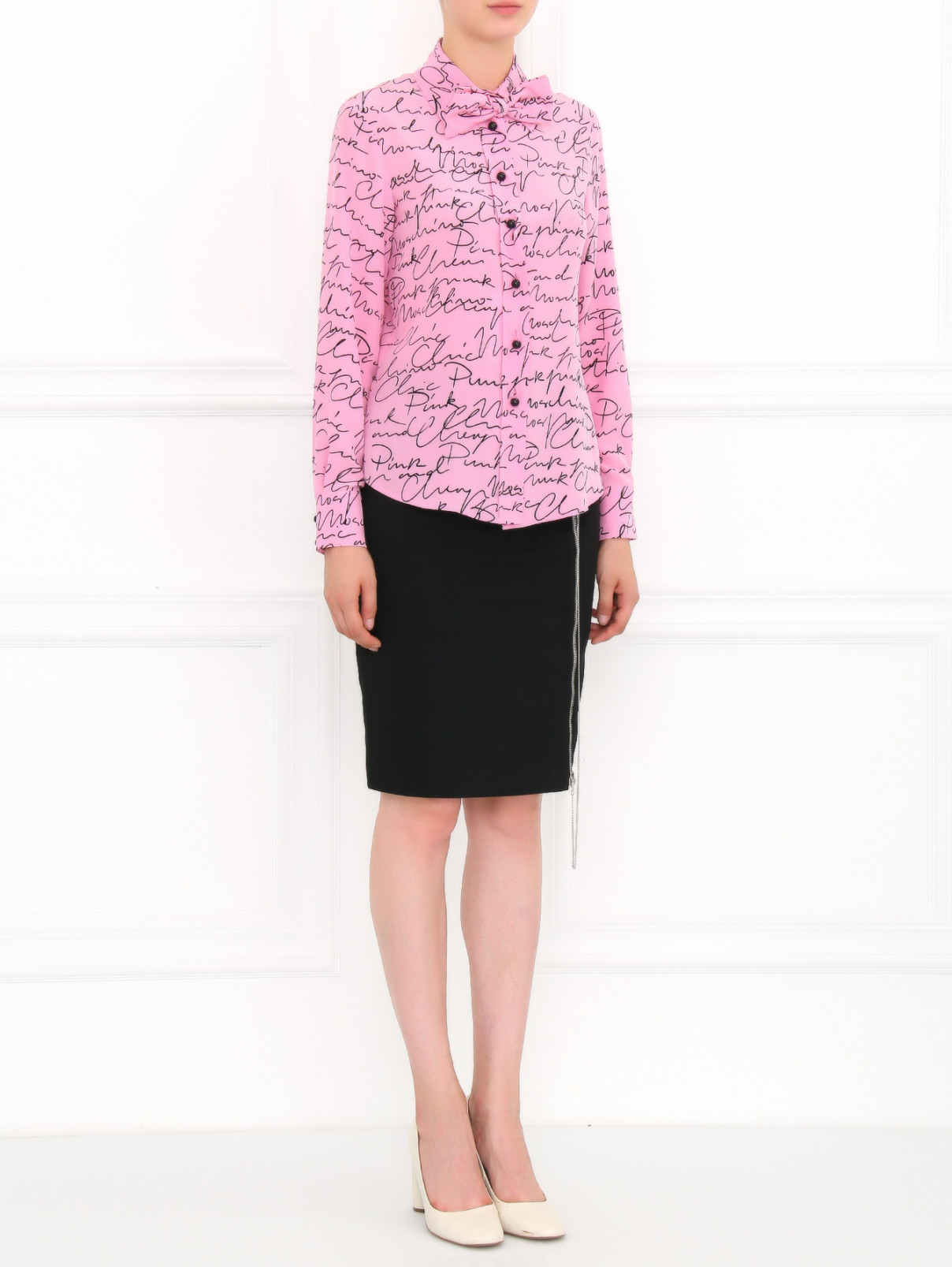 Блуза из шелка с узором Moschino Cheap&Chic  –  Модель Общий вид  – Цвет:  Розовый