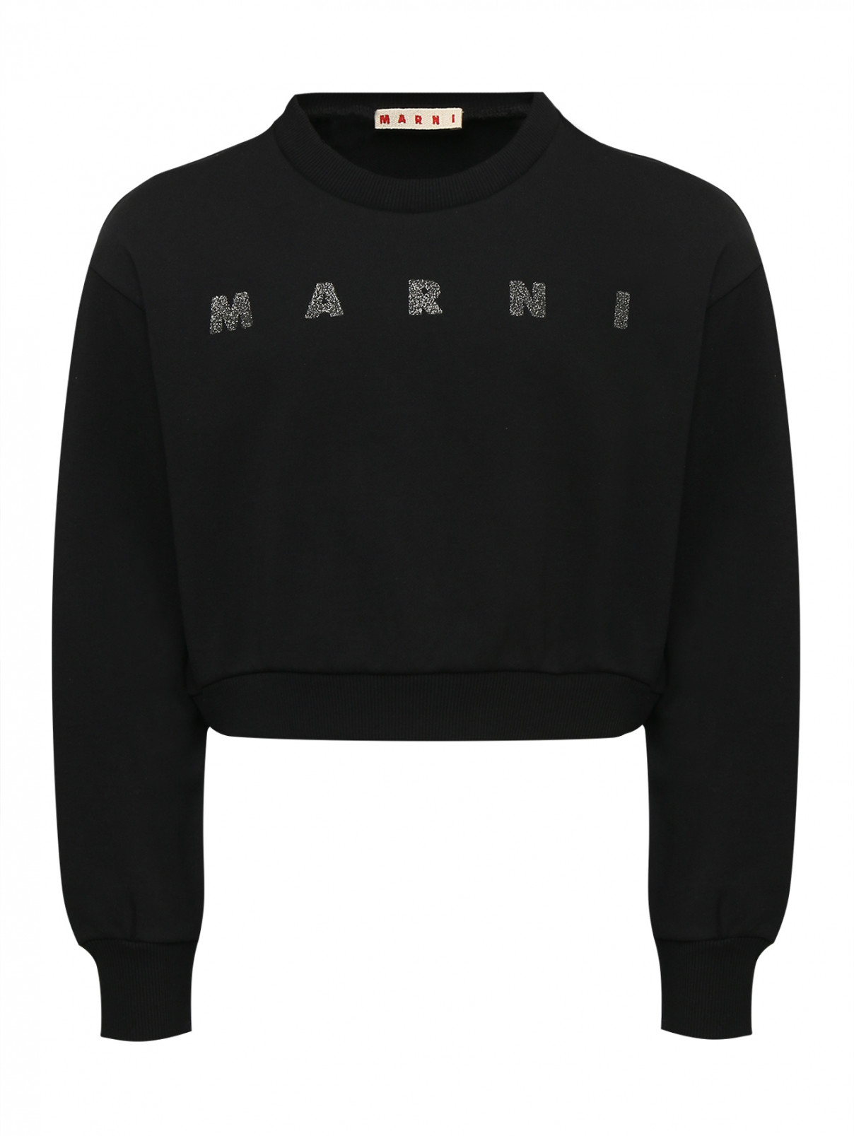 Свитшот из хлопка с принтом Marni  –  Общий вид  – Цвет:  Черный