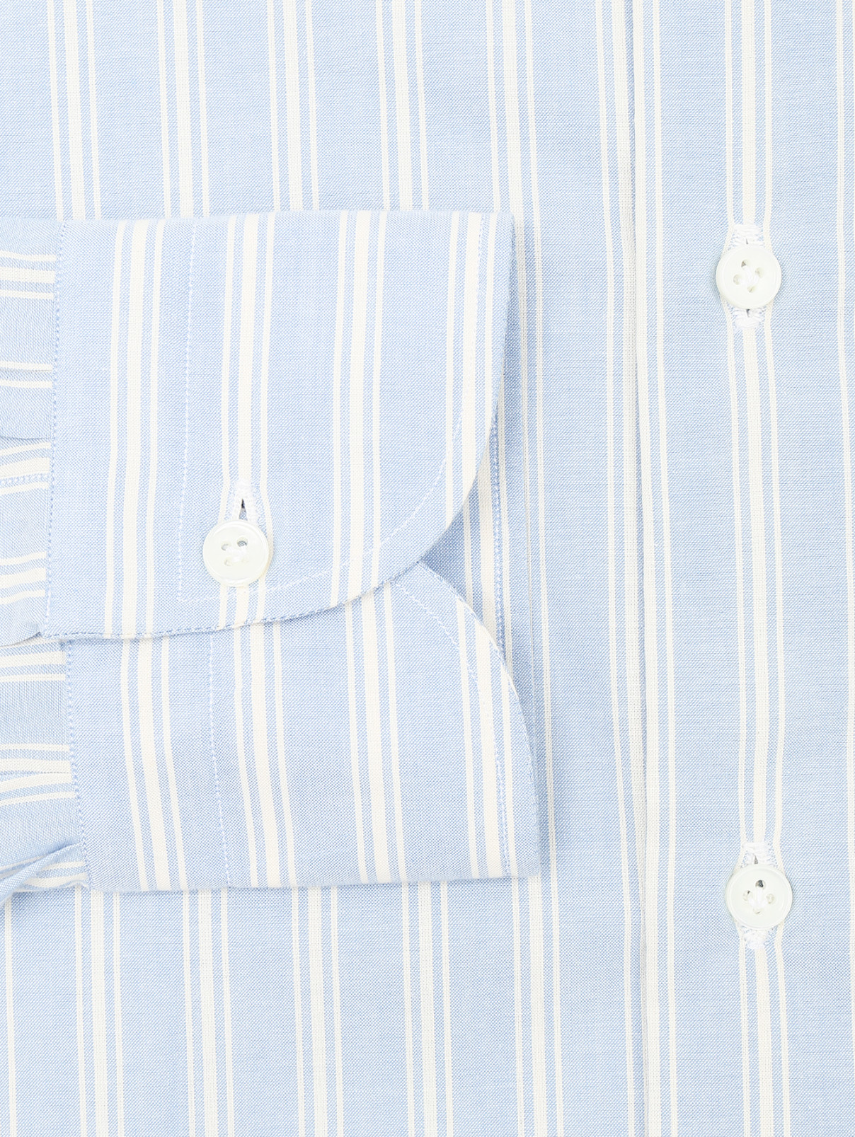 Рубашка из хлопка с узором полоска Borrelli  –  Деталь  – Цвет:  Синий