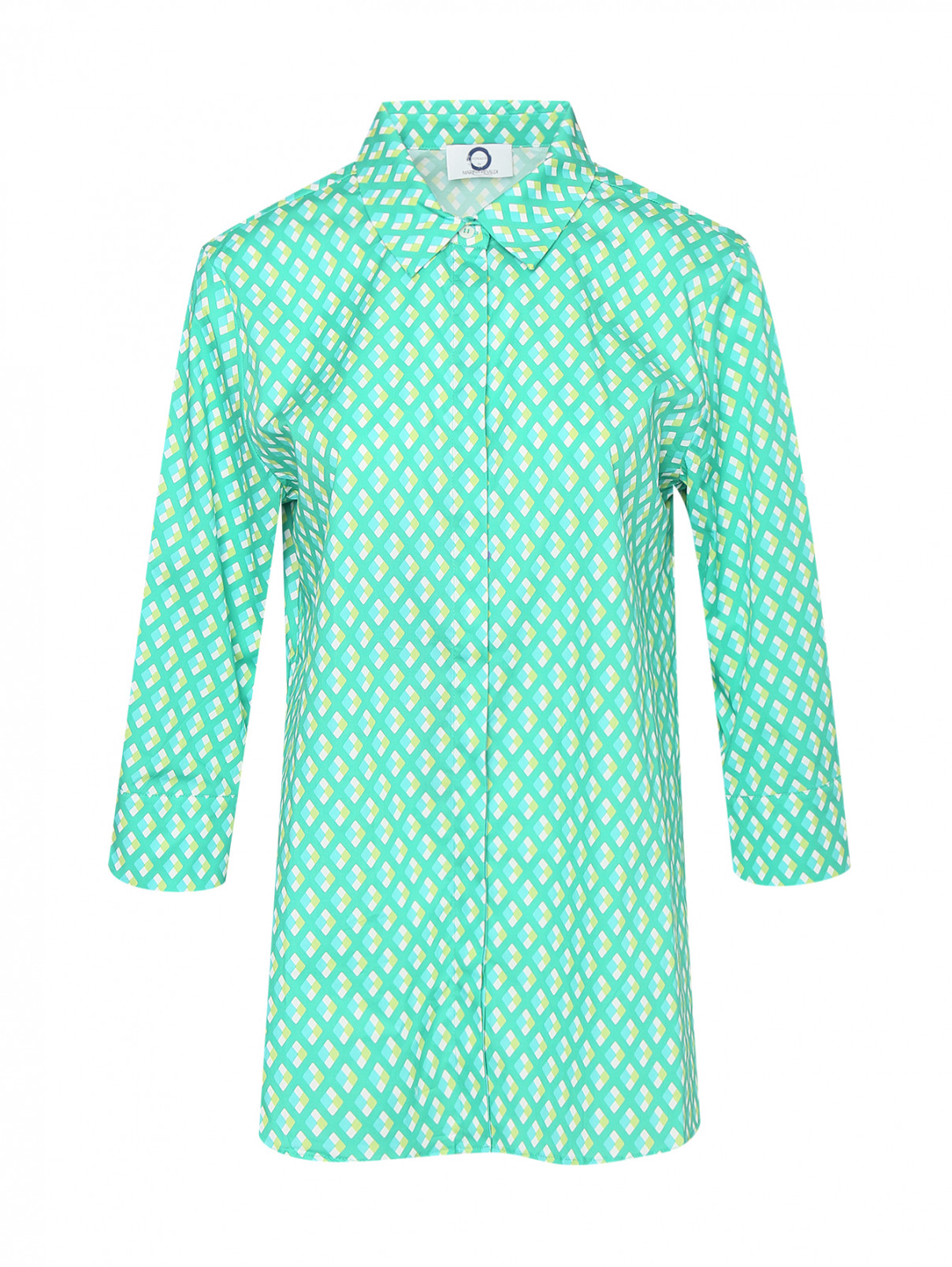 Рубашка из хлопка с узором Marina Rinaldi  –  Общий вид  – Цвет:  Узор