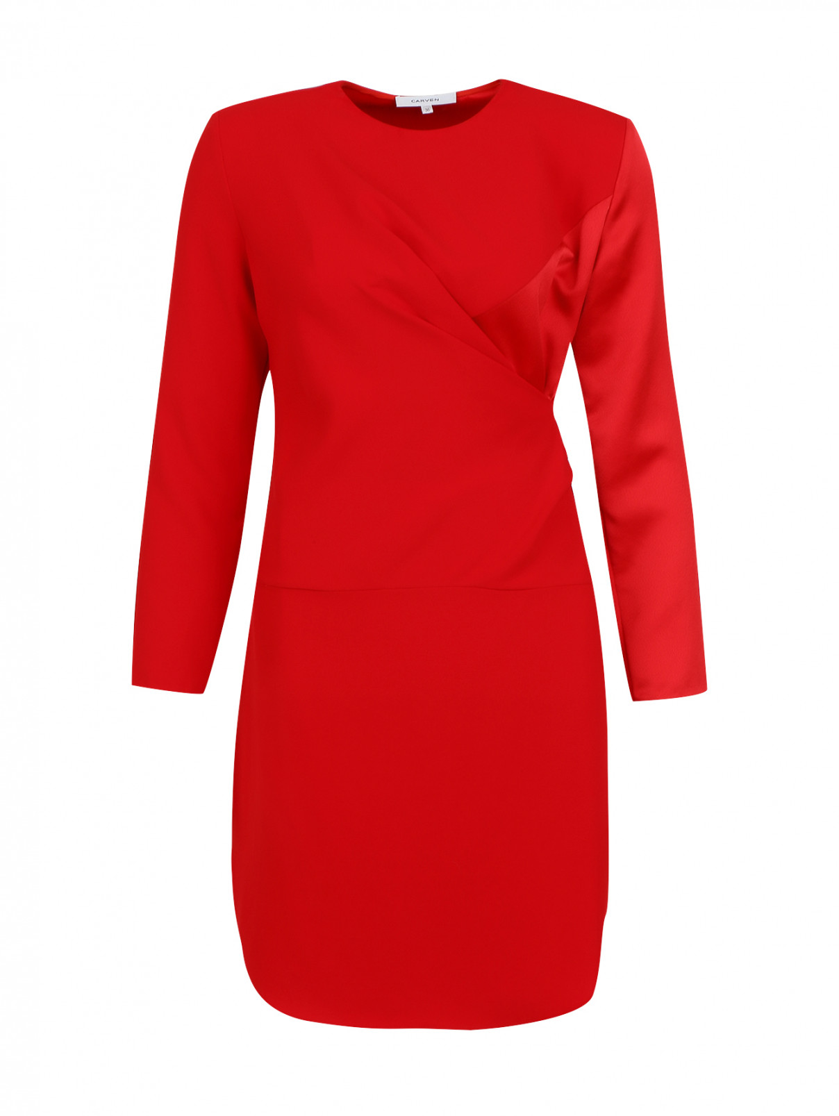Мини-платье с длинными рукавами Carven  –  Общий вид  – Цвет:  Красный