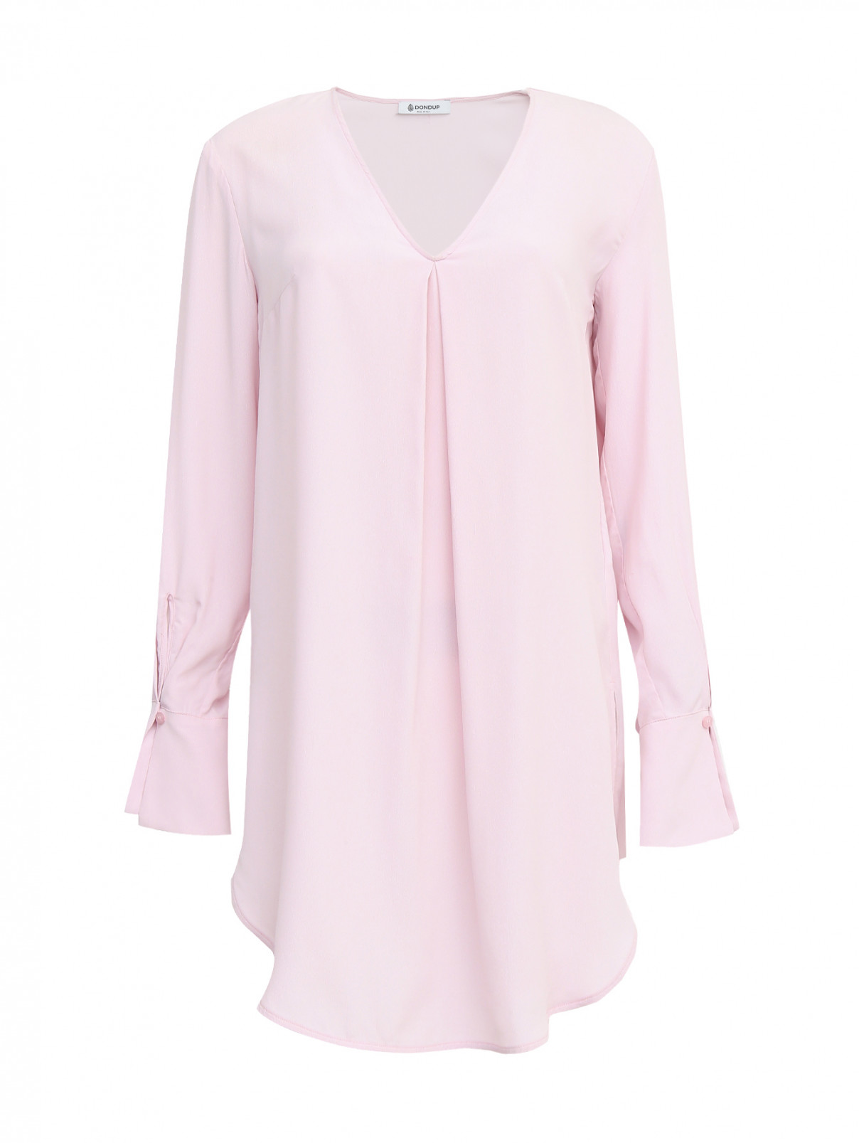 Удлиненная блуза из вискозы и шелка Dondup  –  Общий вид  – Цвет:  Розовый