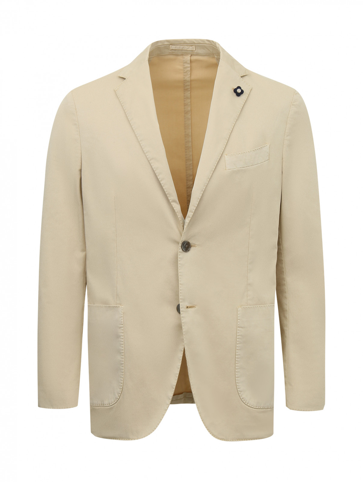 Пиджак однобортный  из хлопка LARDINI  –  Общий вид  – Цвет:  Бежевый