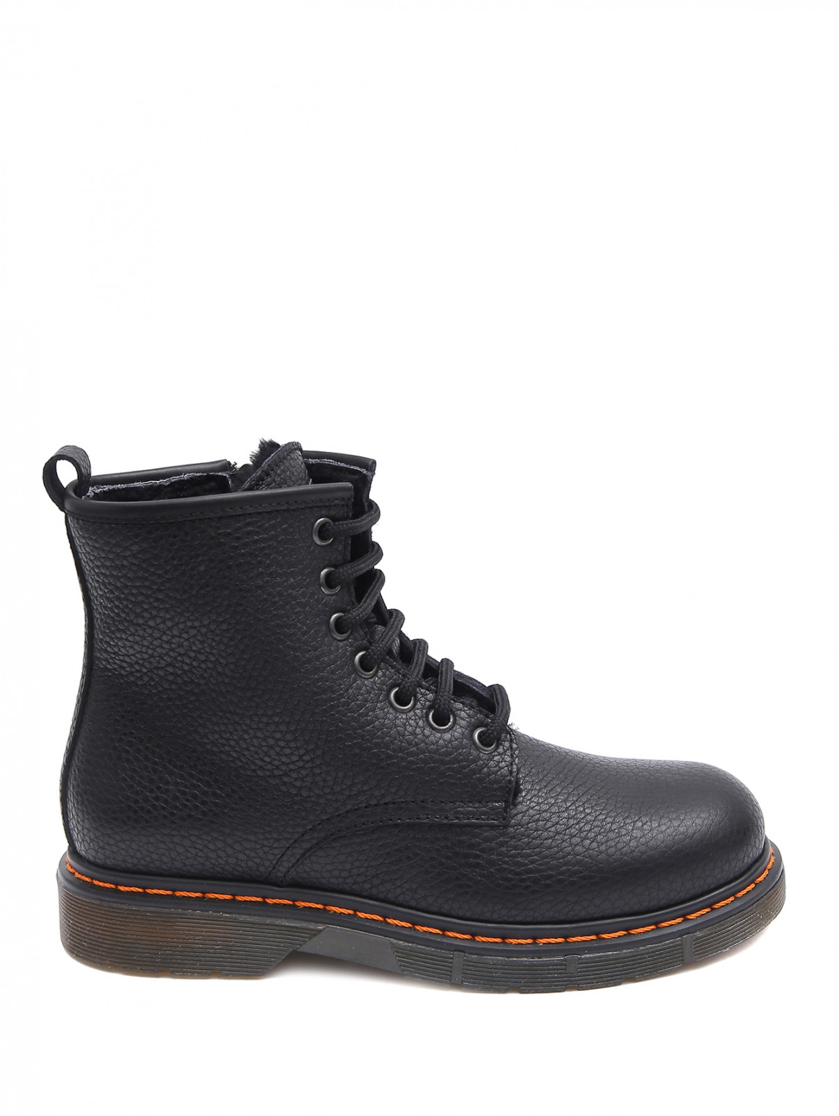 Кожаные ботинки с контрастной отстрочкой Gallucci  –  Обтравка1  – Цвет:  Черный