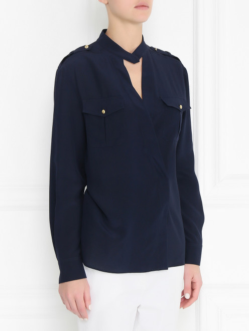Блуза из шелка с длинным рукавом и накладными карманами Alberta Ferretti - Модель Верх-Низ