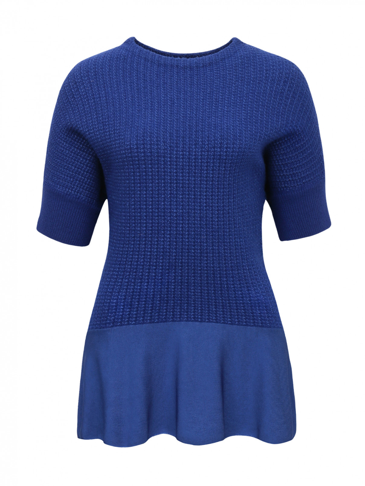Джемпер мелкой вязки с короткими рукавами Etro  –  Общий вид  – Цвет:  Синий
