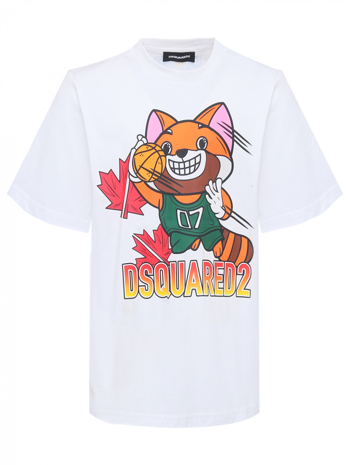Трикотажная футболка с принтом Dsquared2  –  Общий вид  – Цвет:  Белый