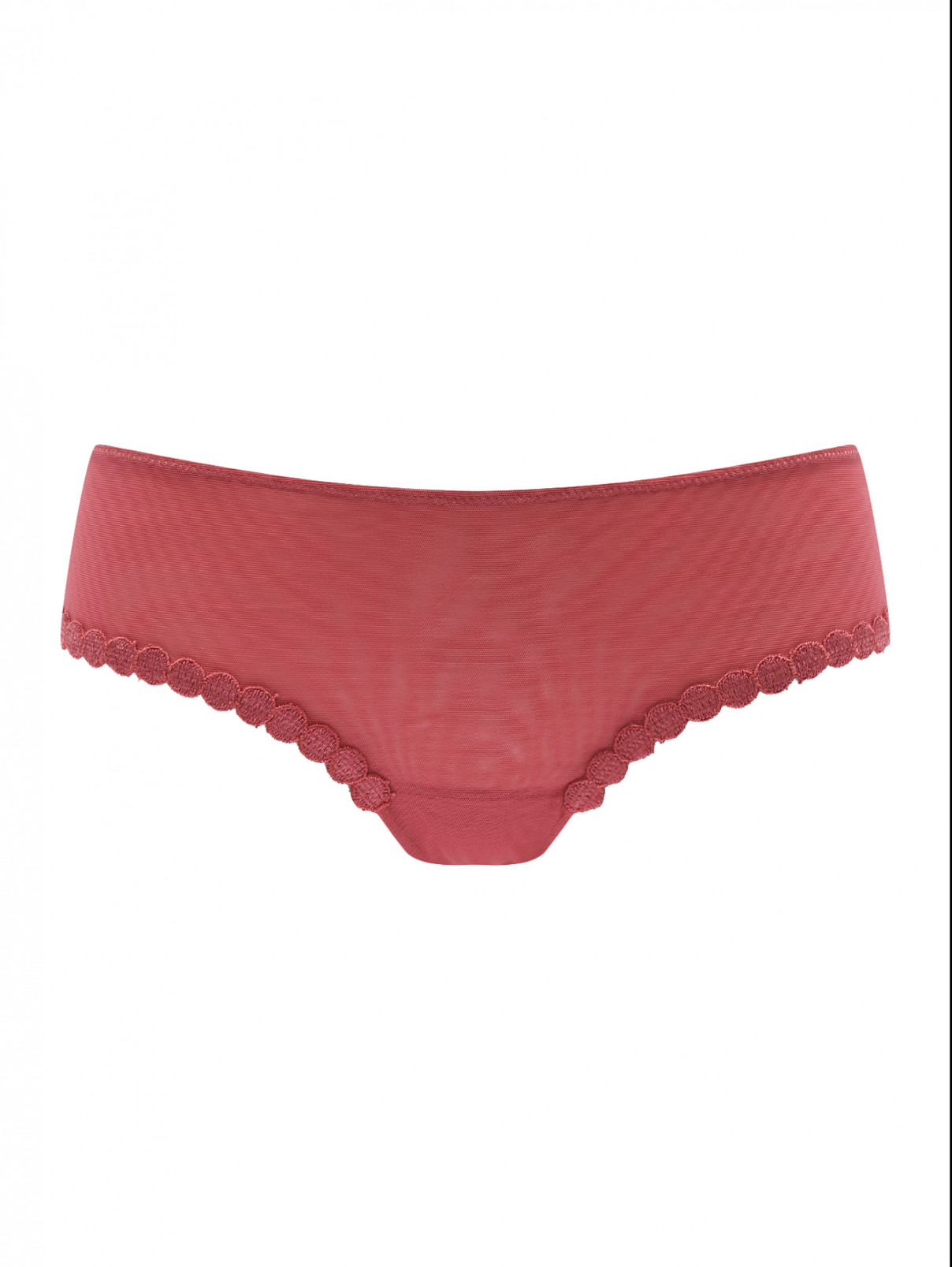 Трусы-стринг из сетки с вышивкой La Perla  –  Общий вид  – Цвет:  Розовый