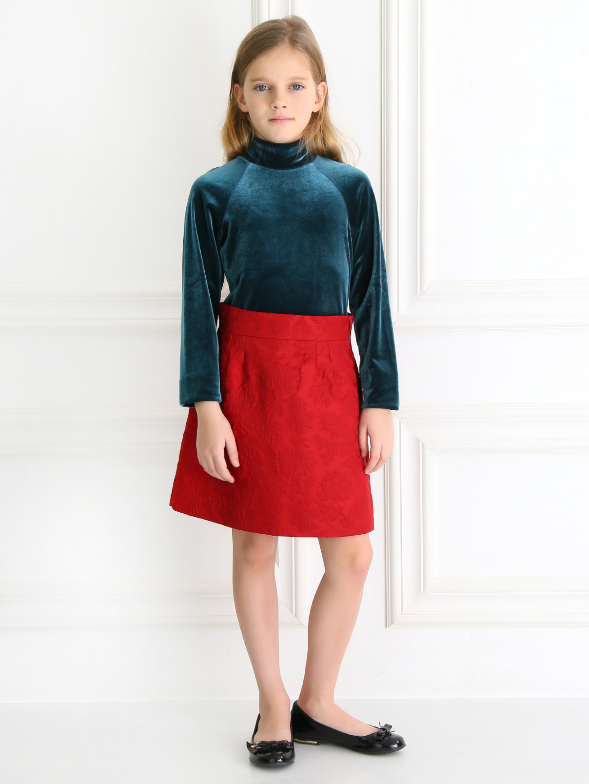 Юбка-трапеция из жаккардового материала Dolce & Gabbana  –  Модель Общий вид  – Цвет:  Красный